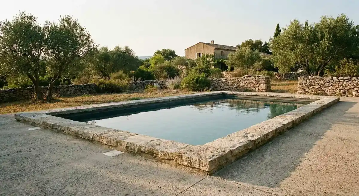 Piscine béton sur mesure avec margelles en pierres naturelles — Hérault